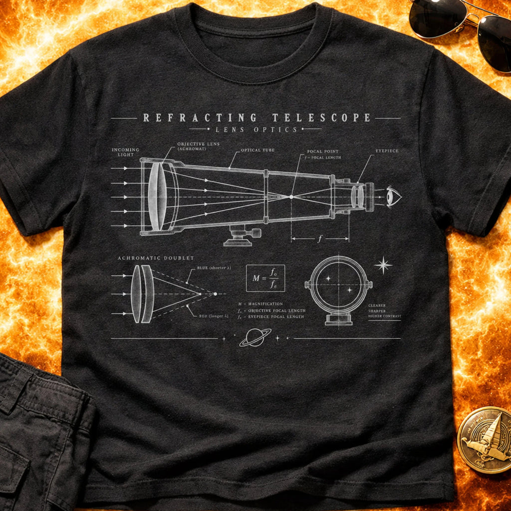 Refracting Telescope Schematic T-Shirt product image 3
