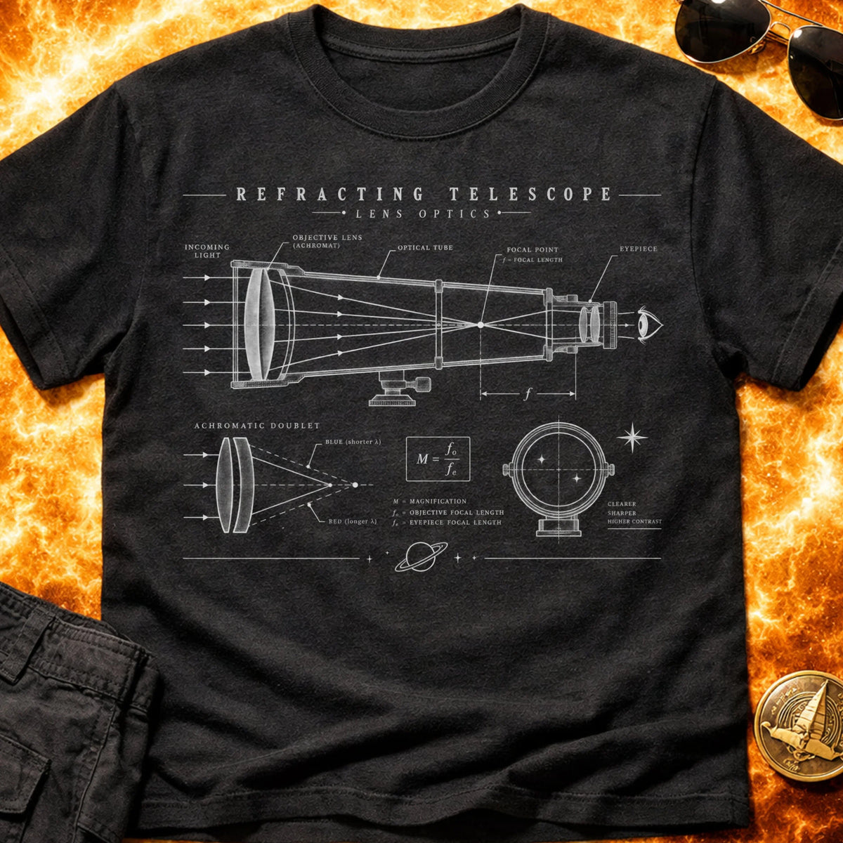 Refracting Telescope Schematic T-Shirt product image 3