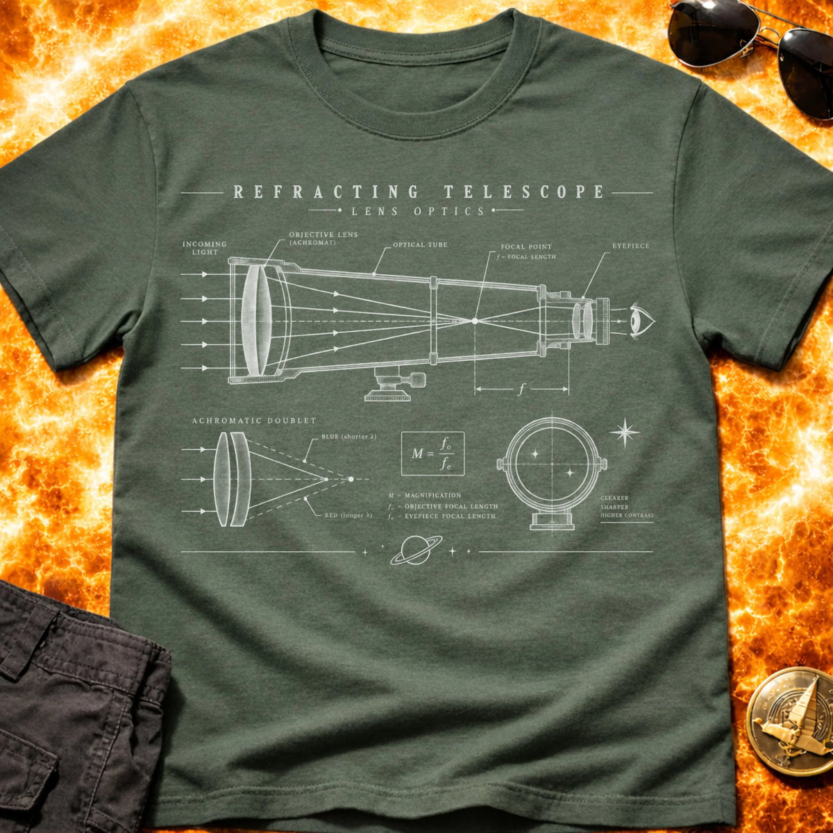 Refracting Telescope Schematic T-Shirt product image 6