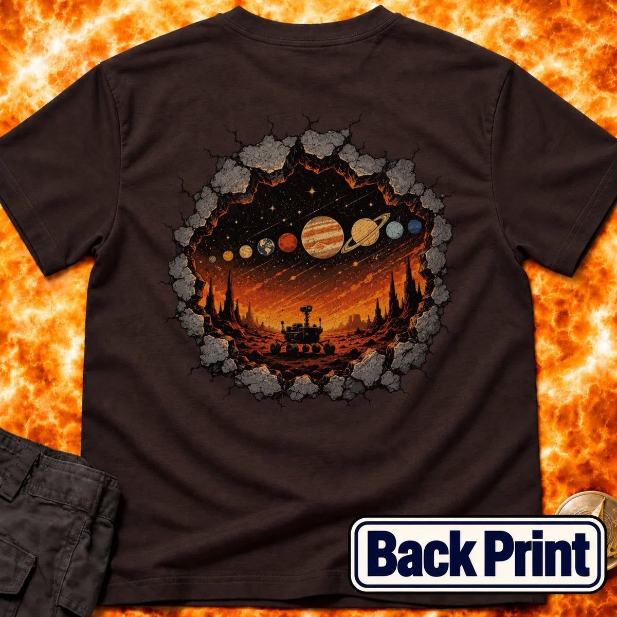 Rover Rock Solar System Back Print T-Shirt product image 3