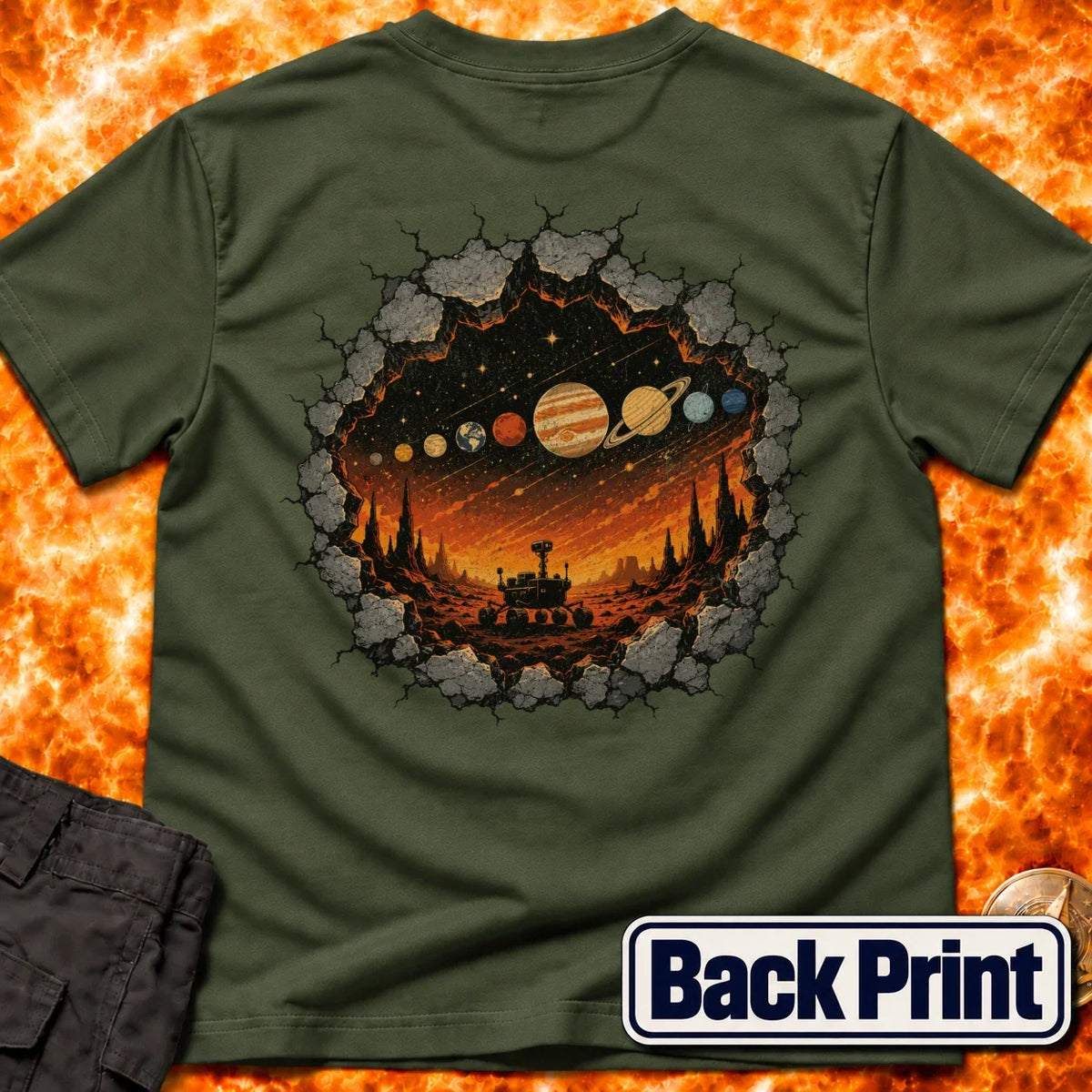 Rover Rock Solar System Back Print T-Shirt product image 6