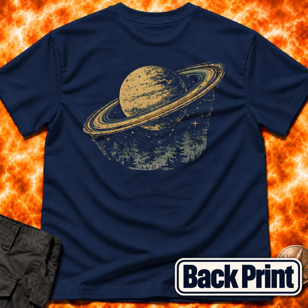 Saturn Landscape Back Print T-Shirt product image 1