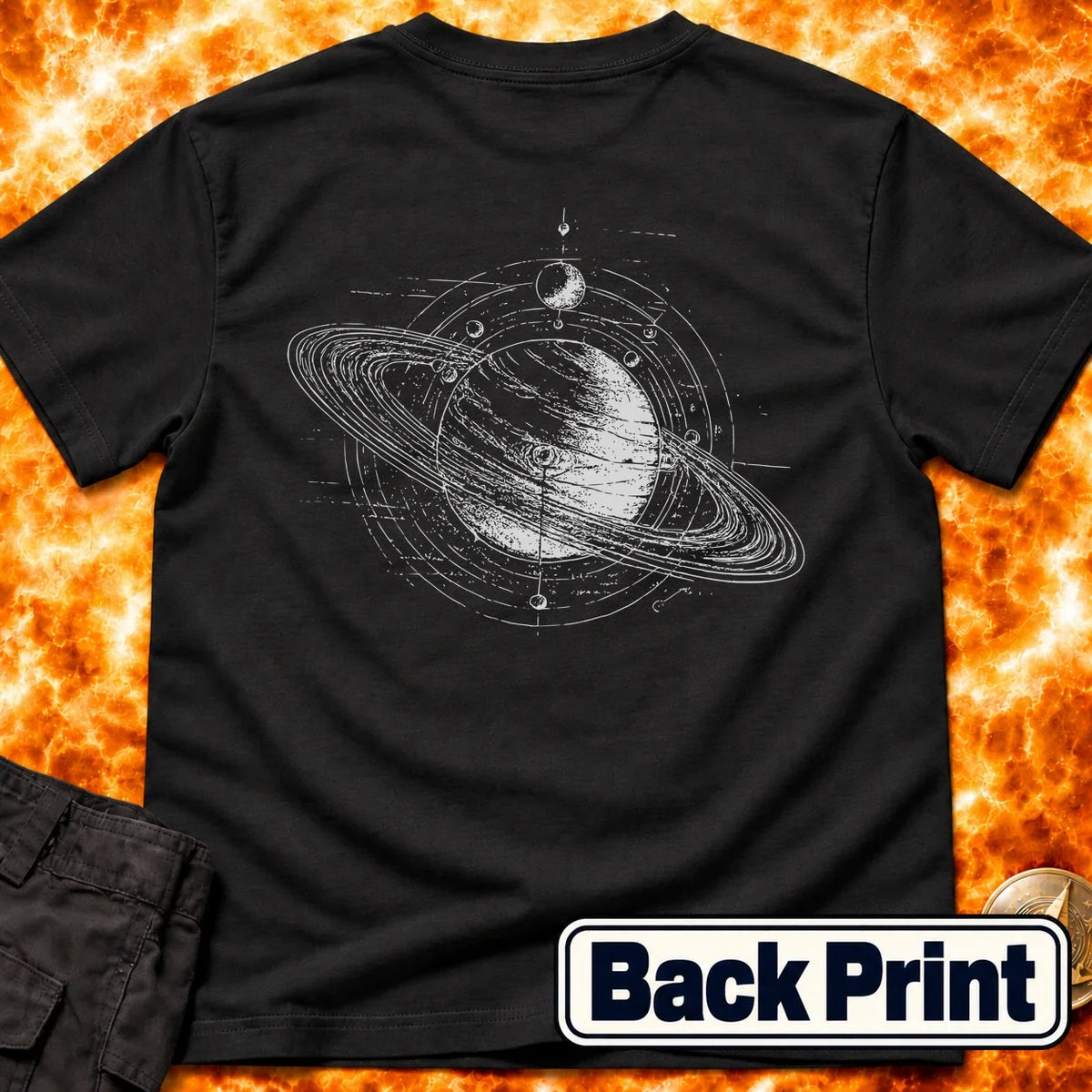 Saturn Schematic Back Print T-Shirt product image 4