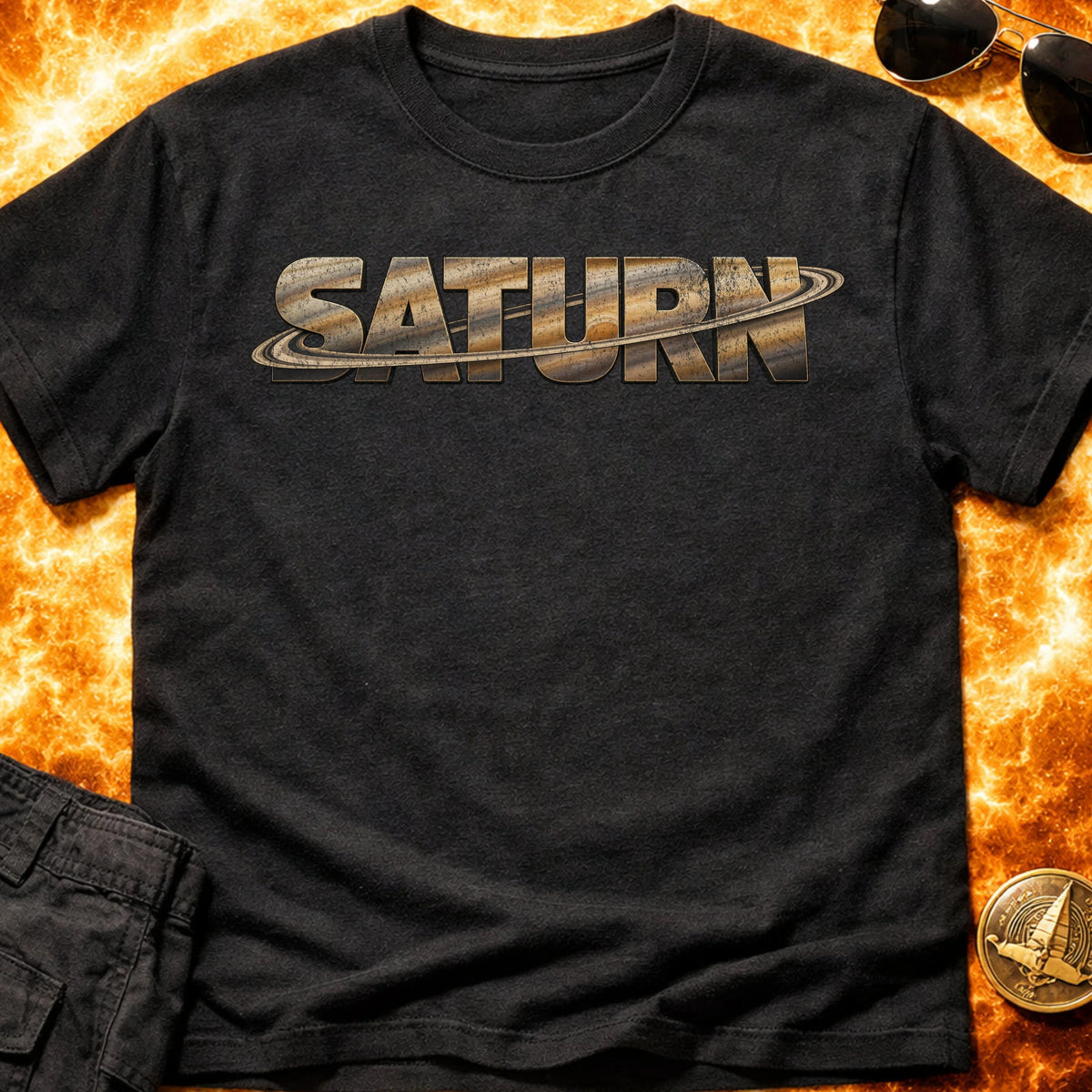 Saturn Text T-Shirt product image 2