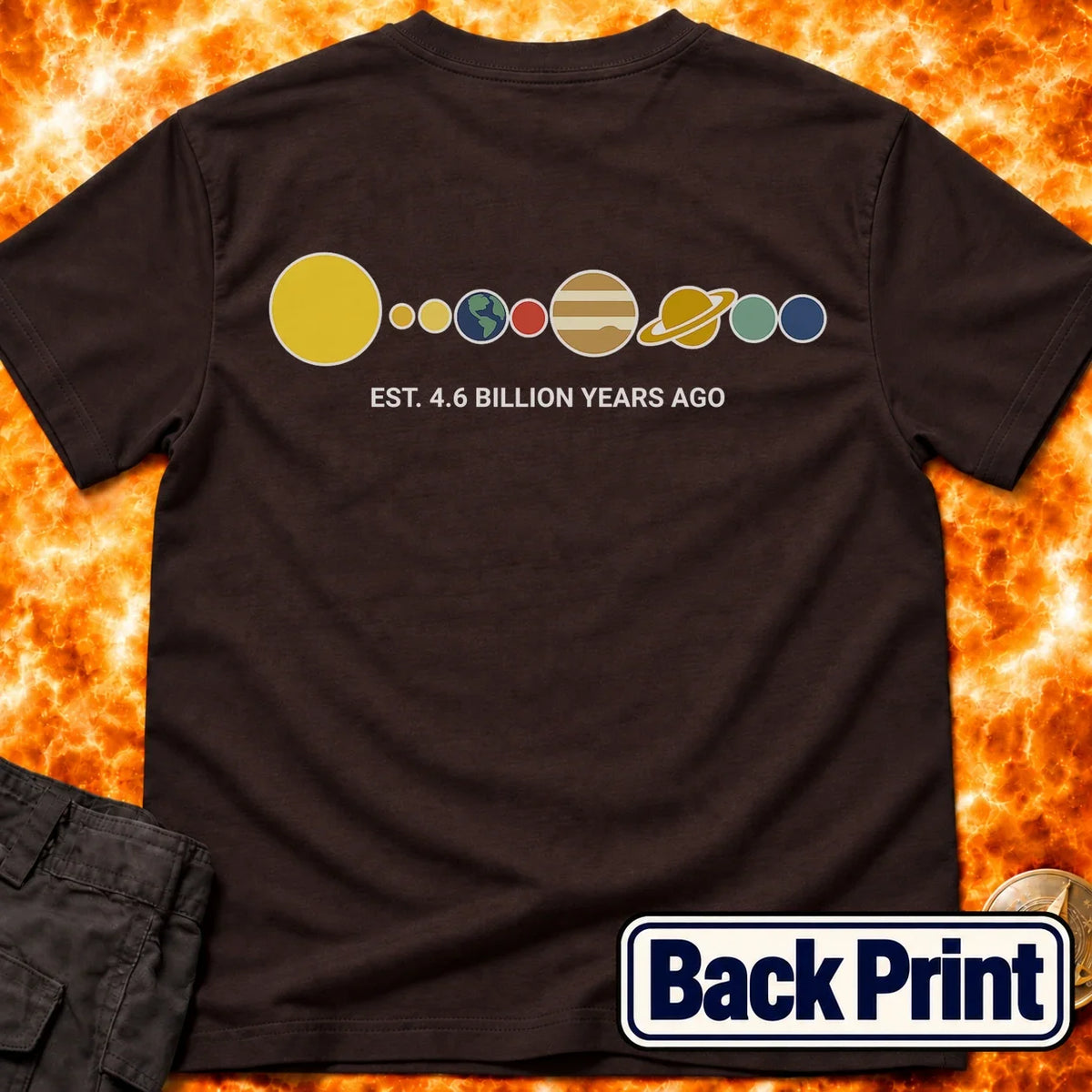 Solar System Est 46 Billion Years Ago Back Print T-Shirt product image 1