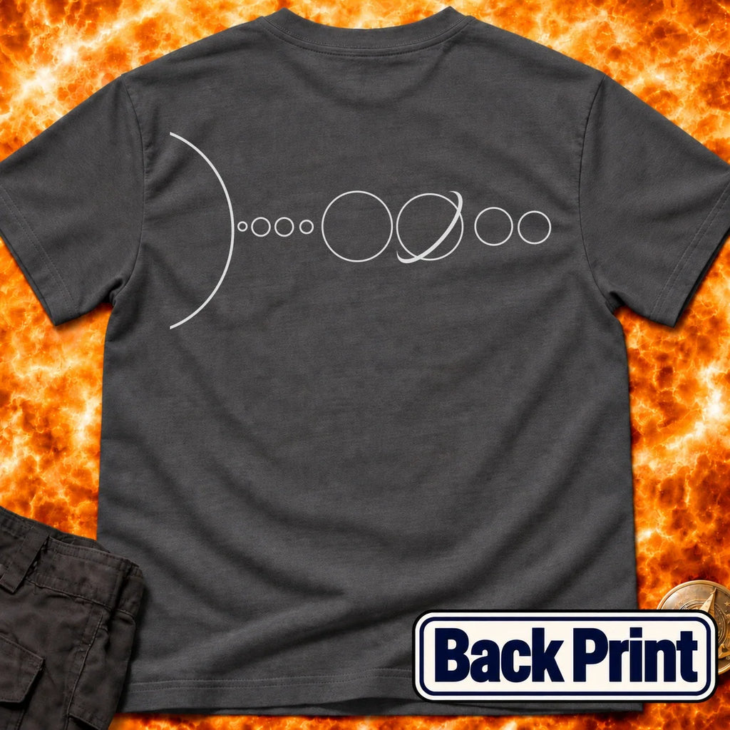 Solar System Minimal Line Back Print T-Shirt product image 4
