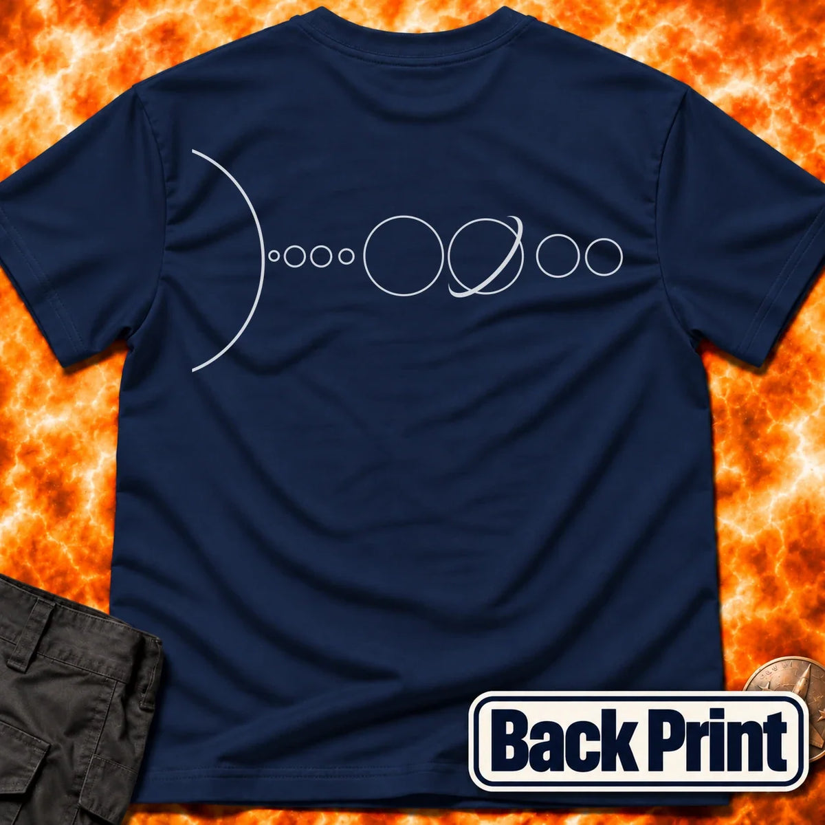 Solar System Minimal Line Back Print T-Shirt product image 2