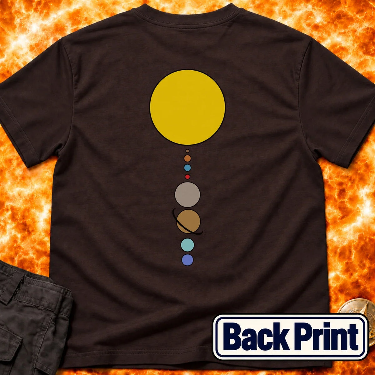 Solar System Vertical Alignment Back Print T-Shirt product image 2