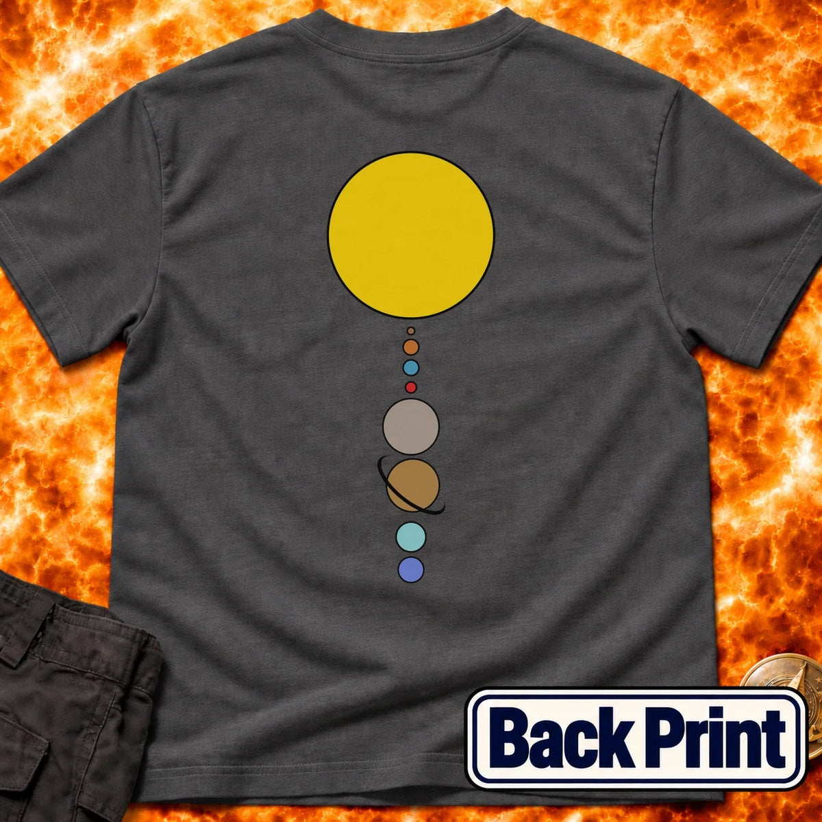 Solar System Vertical Alignment Back Print T-Shirt product image 7