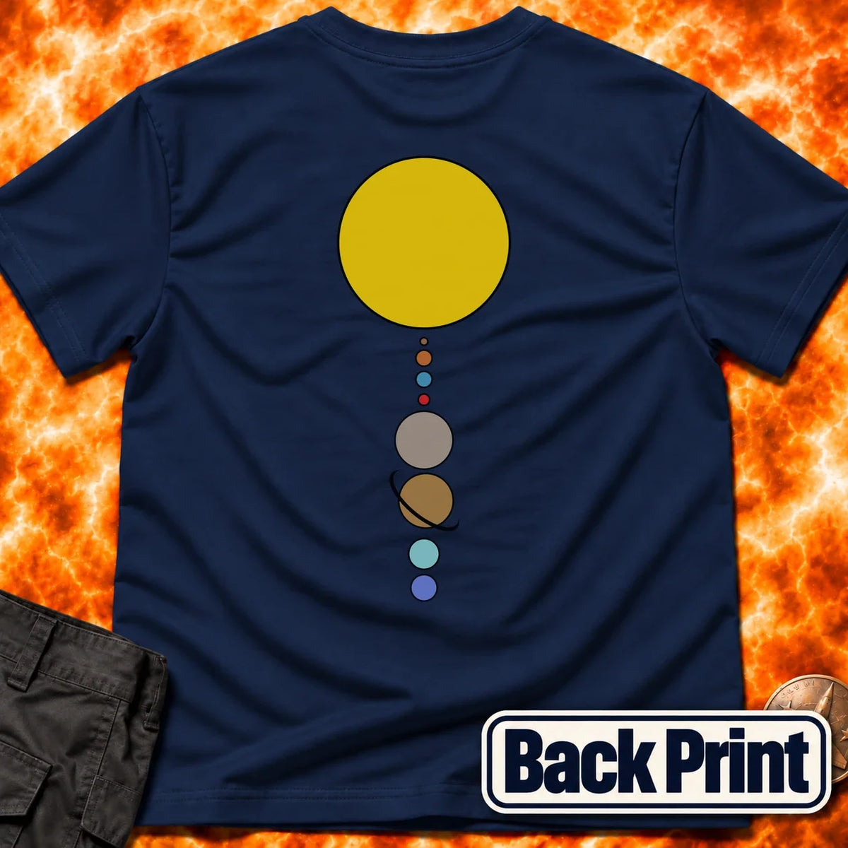 Solar System Vertical Alignment Back Print T-Shirt product image 3