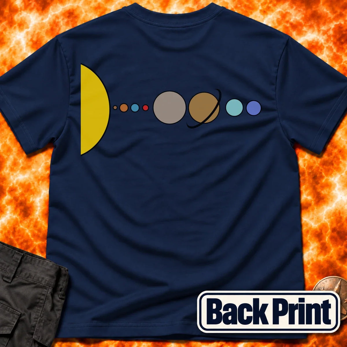 Solar System Flat Back Print T-Shirt product image 1