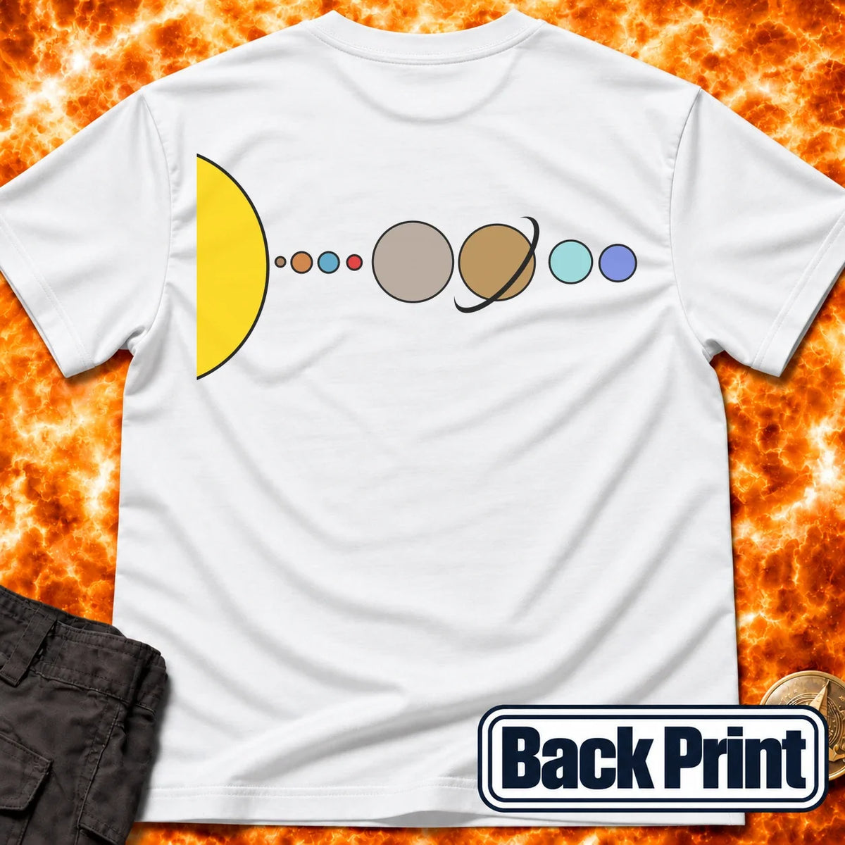 Solar System Flat Back Print T-Shirt product image 4