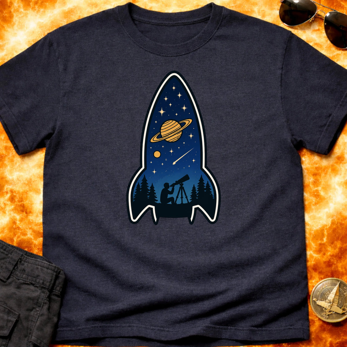 Stargaze Saturn rocket T-Shirt product image 6