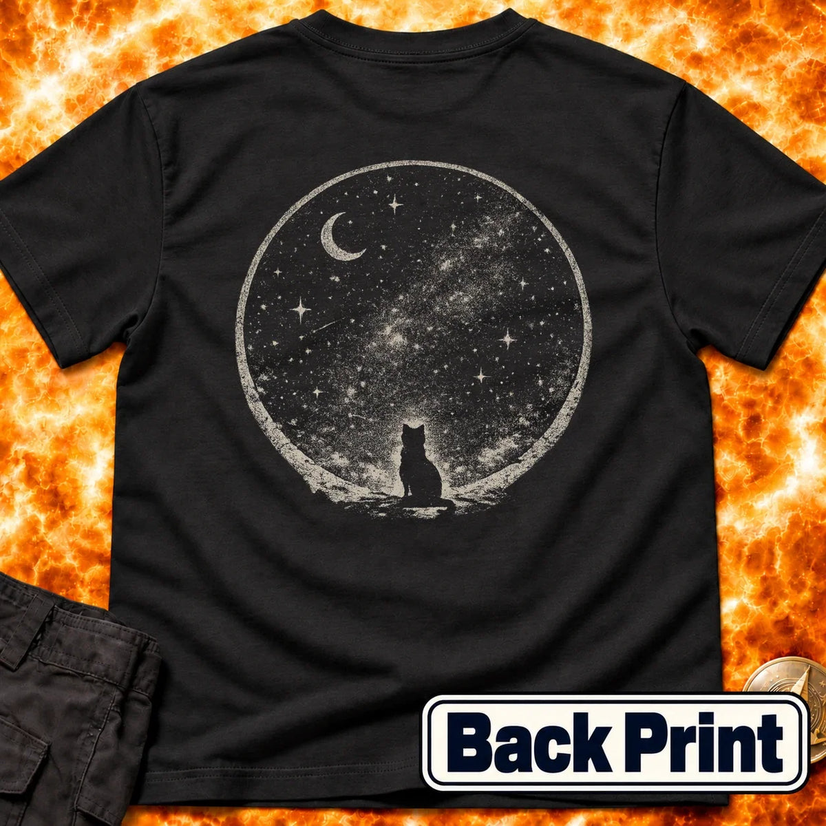Starry Sky Cat Back Print T-Shirt product image 4