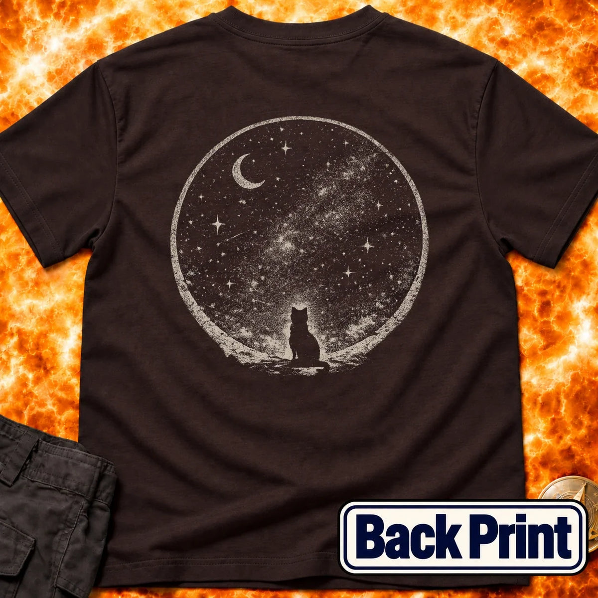 Starry Sky Cat Back Print T-Shirt product image 2