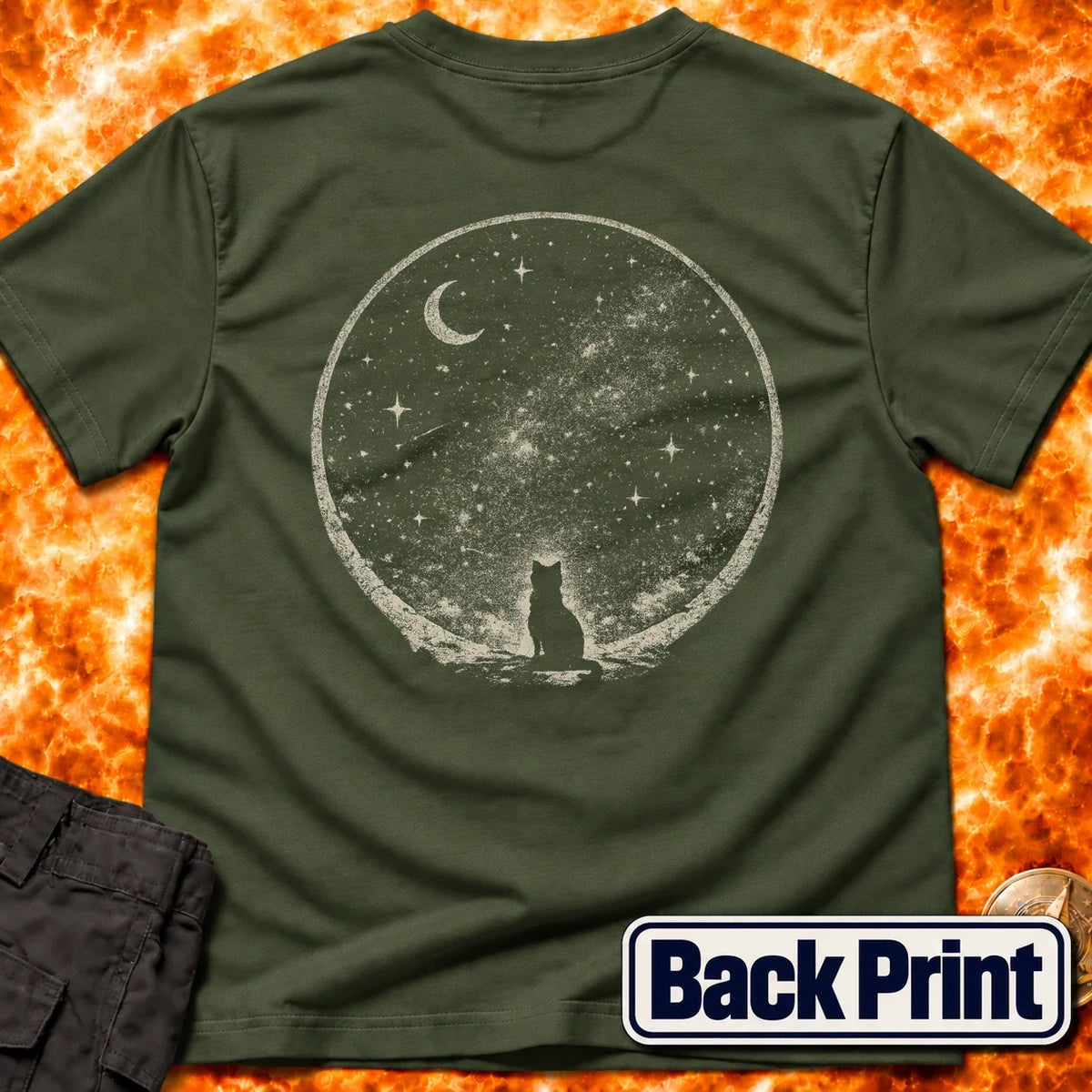 Starry Sky Cat Back Print T-Shirt product image 5