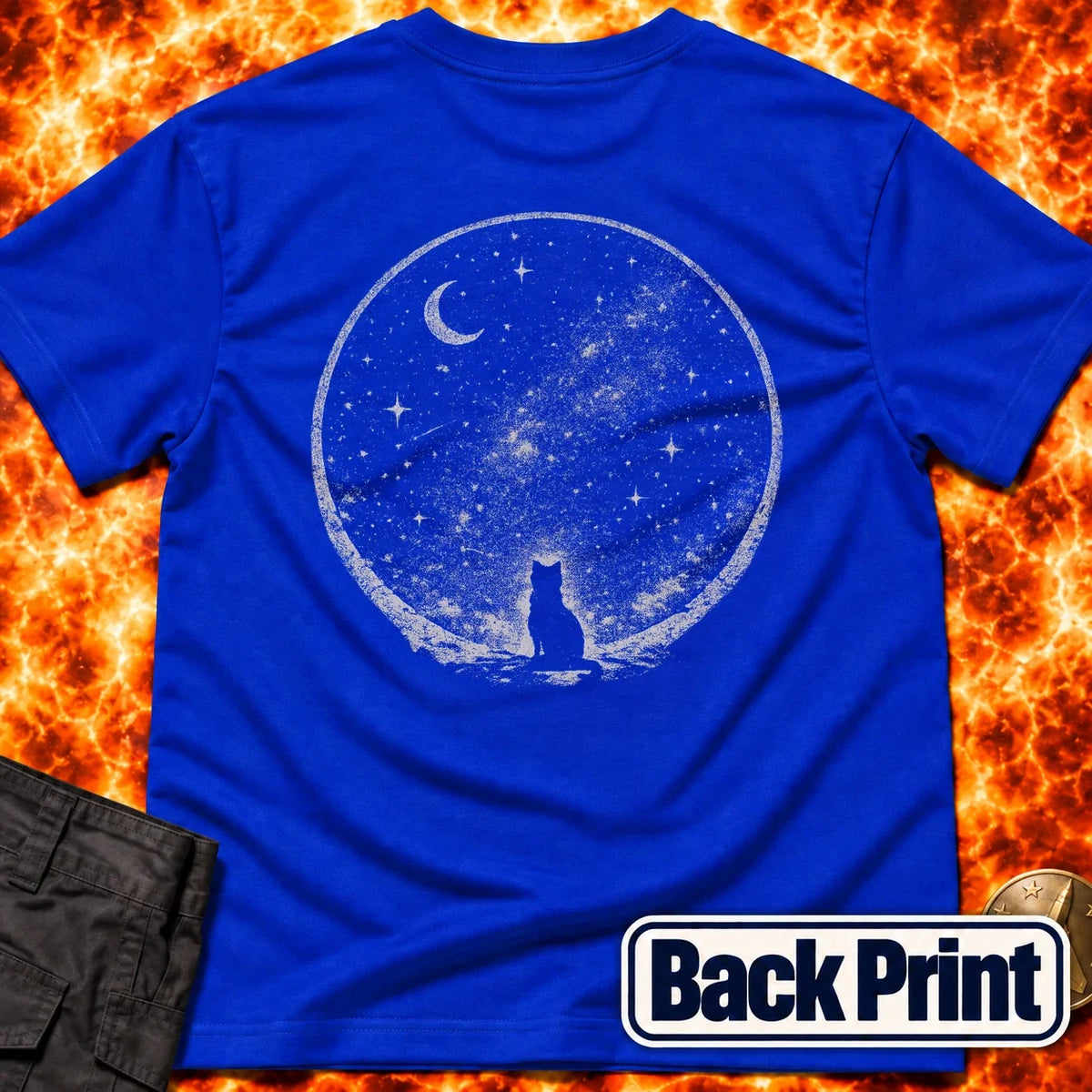 Starry Sky Cat Back Print T-Shirt product image 3