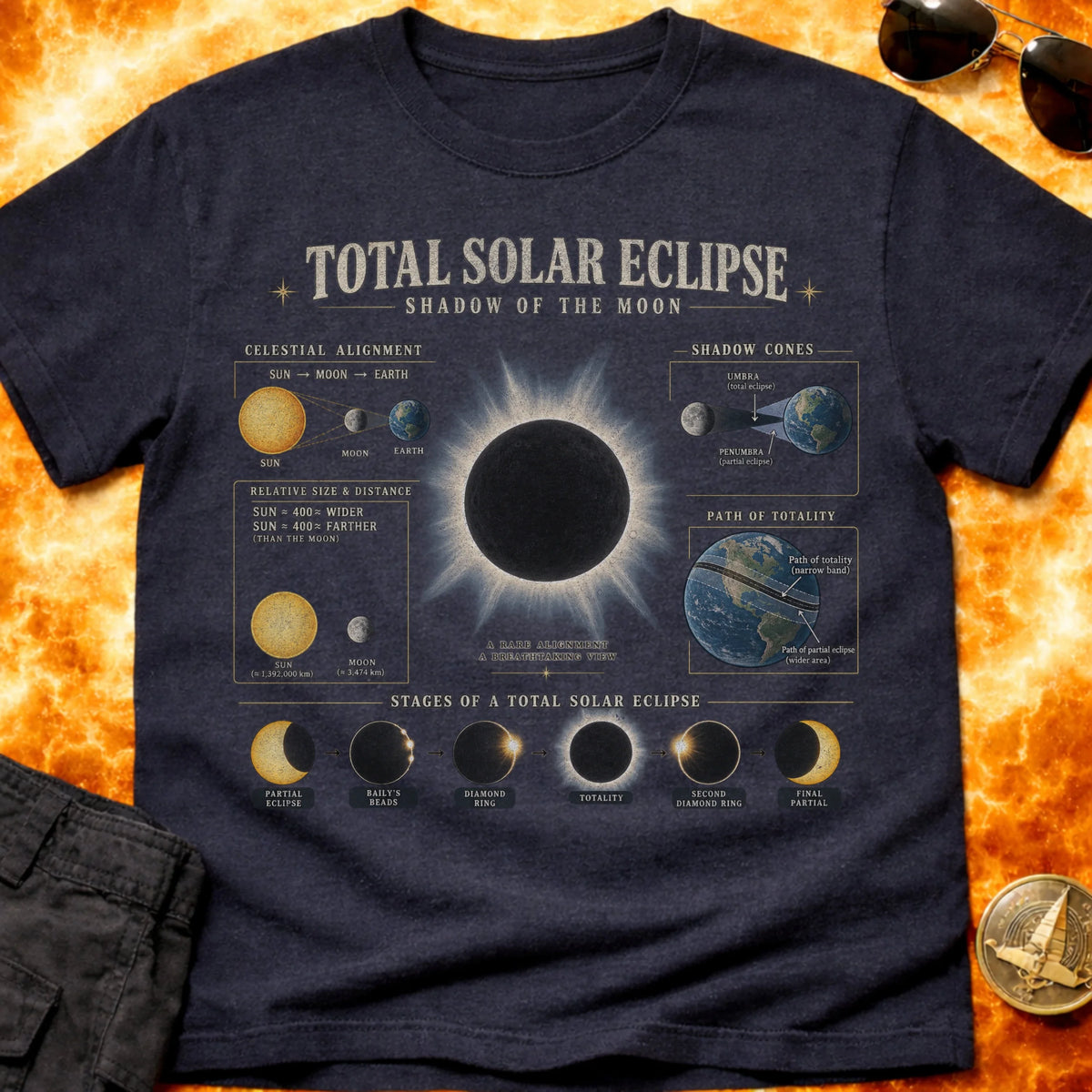 Total Solar Eclipse Infographic T-Shirt product image 4