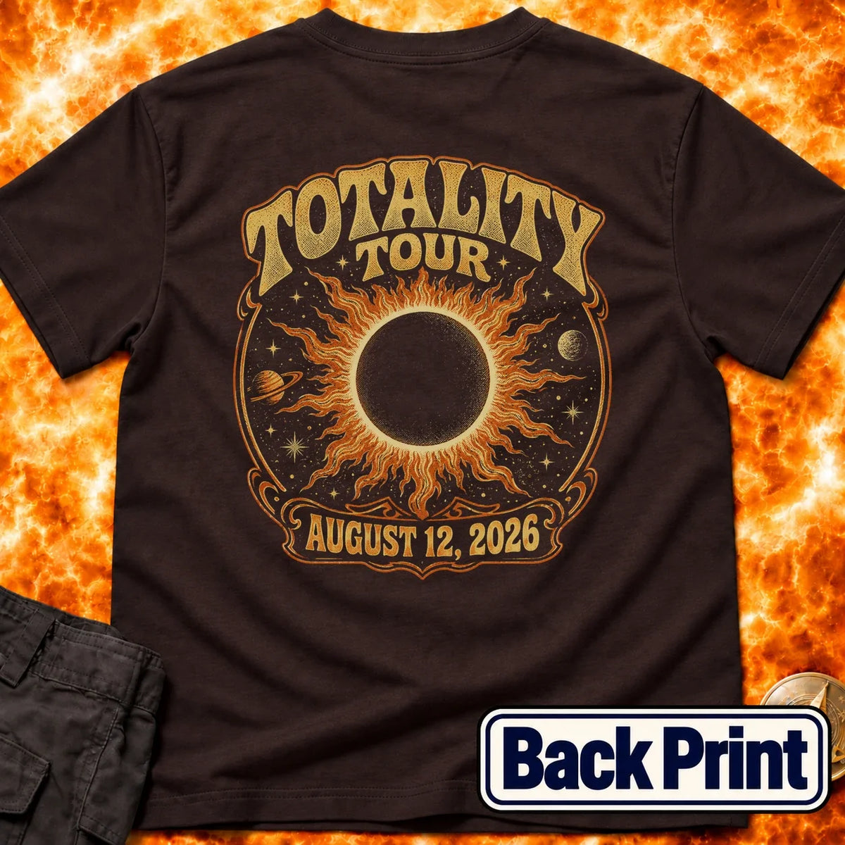 Totality Tour Eclipse 2026 Back Print T-Shirt product image 2