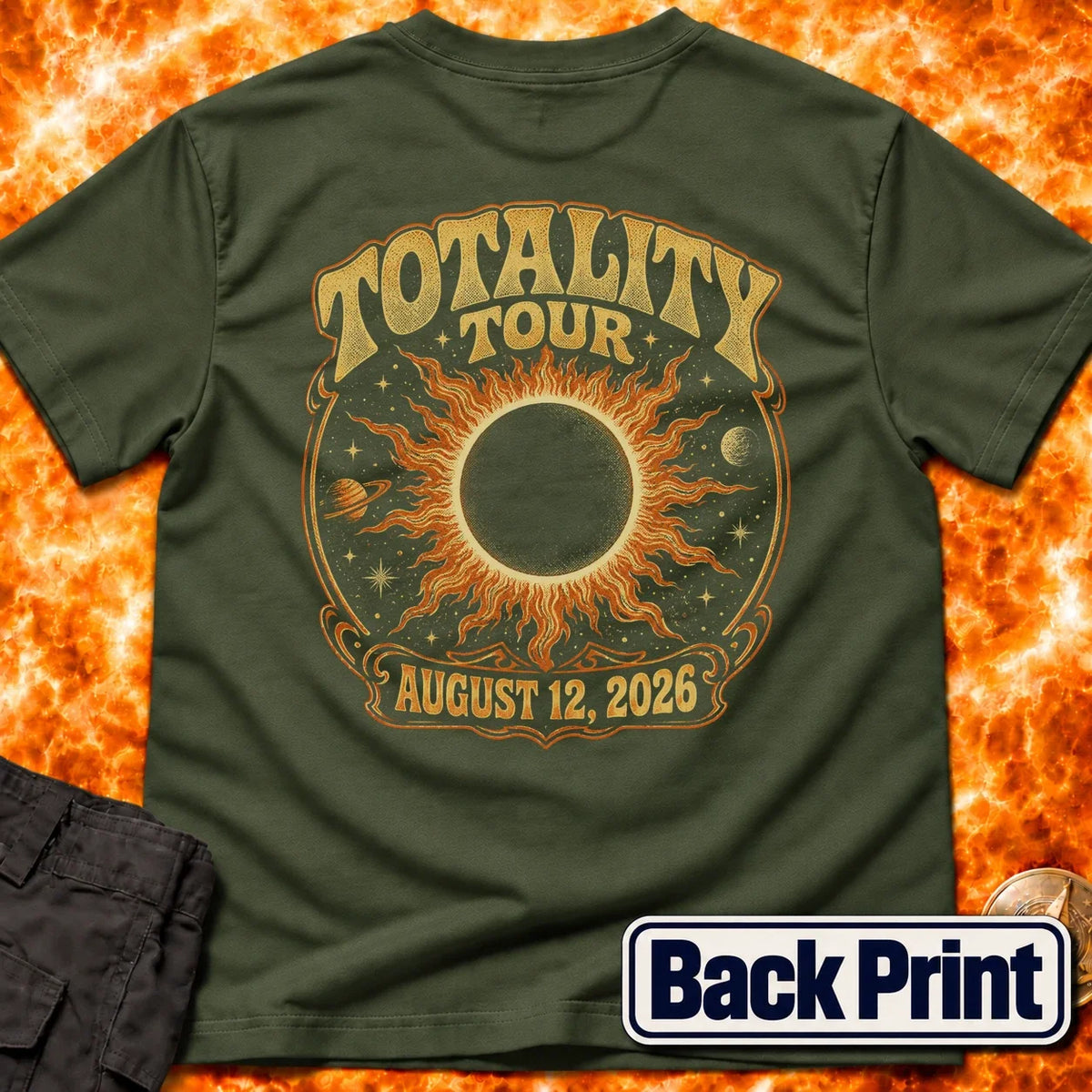Totality Tour Eclipse 2026 Back Print T-Shirt product image 5