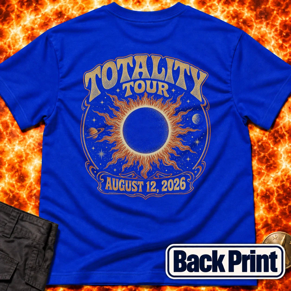Totality Tour Eclipse 2026 Back Print T-Shirt product image 3