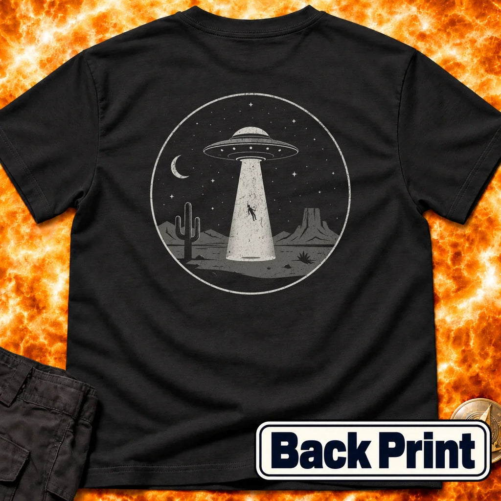 UFO Abduction Minimal Back Print T-Shirt product image 5