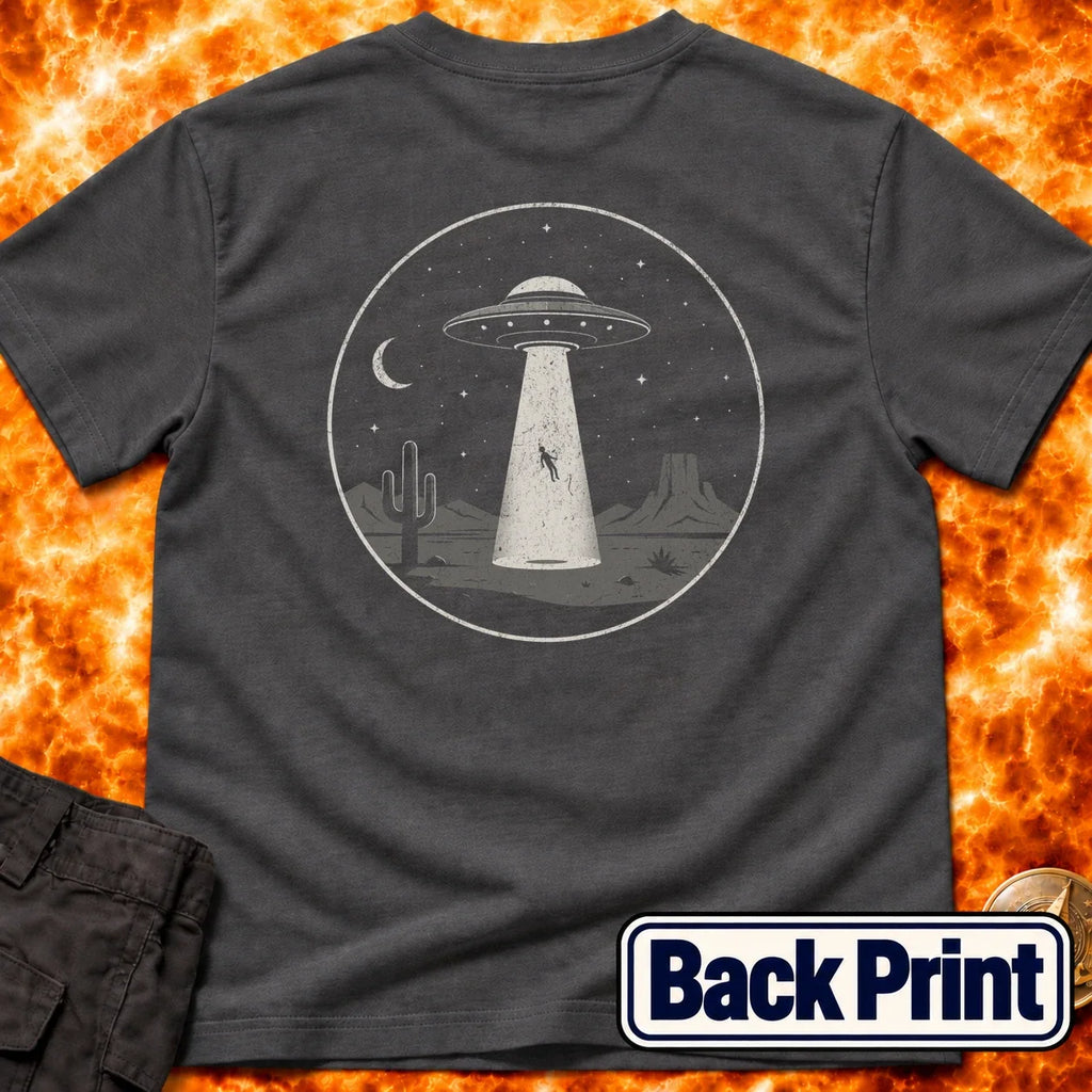 UFO Abduction Minimal Back Print T-Shirt product image 6