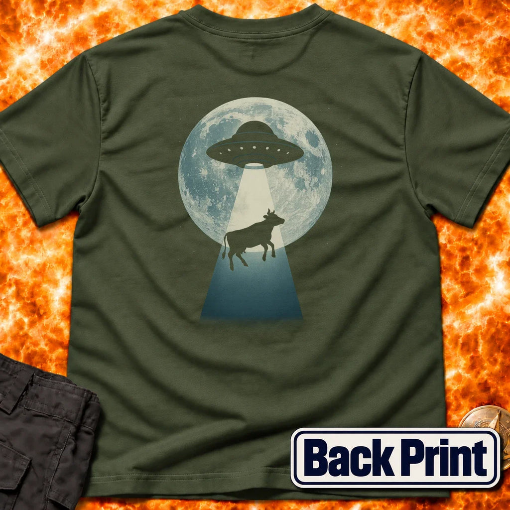 UFO Abudction Back Print T-Shirt product image 4