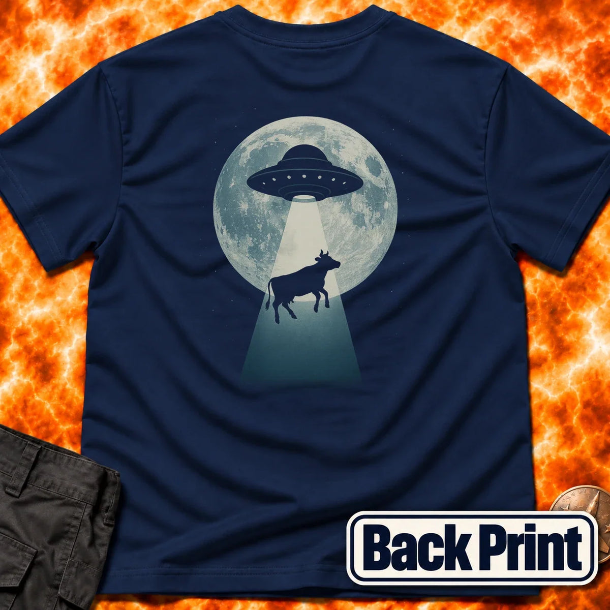 UFO Abudction Back Print T-Shirt product image 3