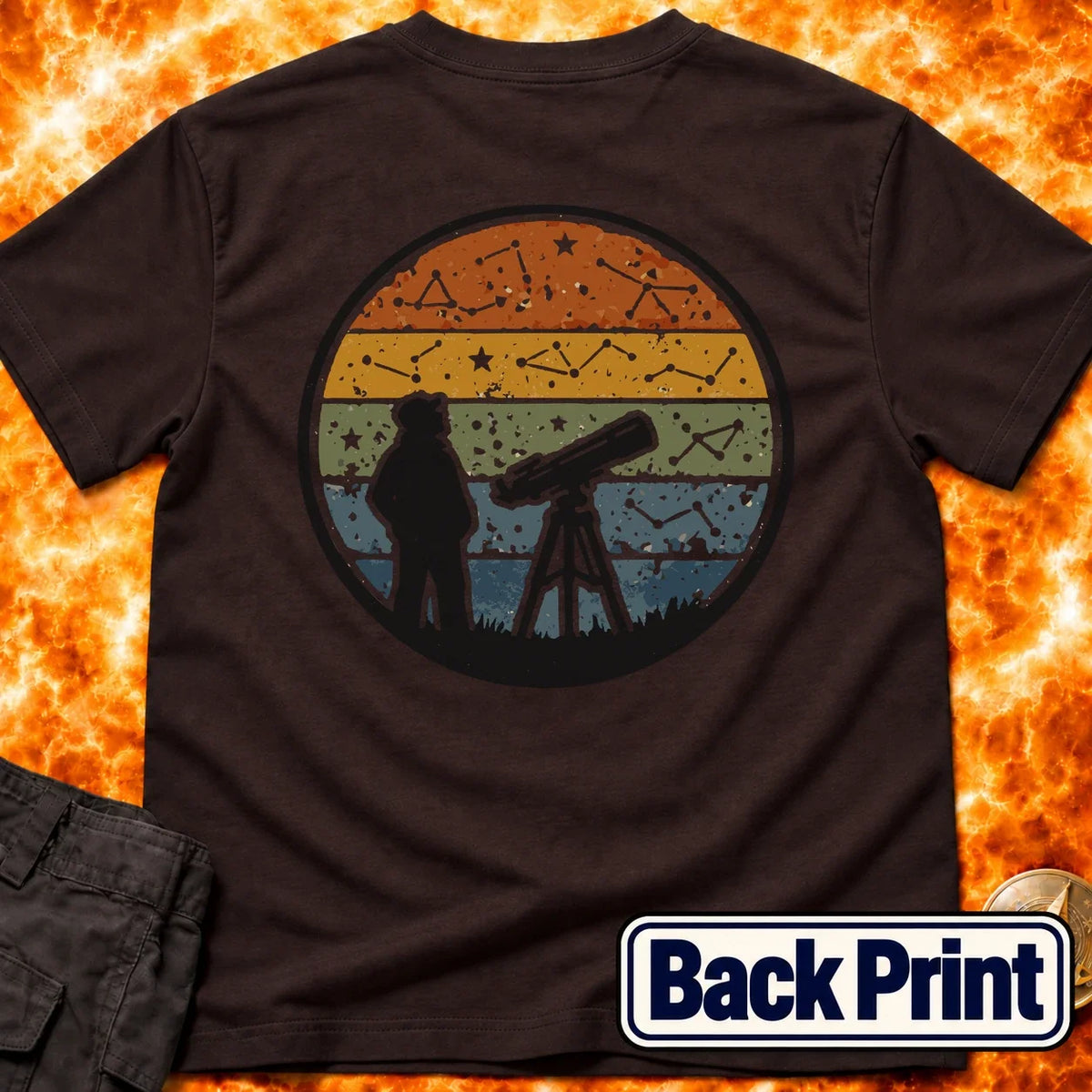 Vintage Stargazer Sunset Back Print T-Shirt product image 2