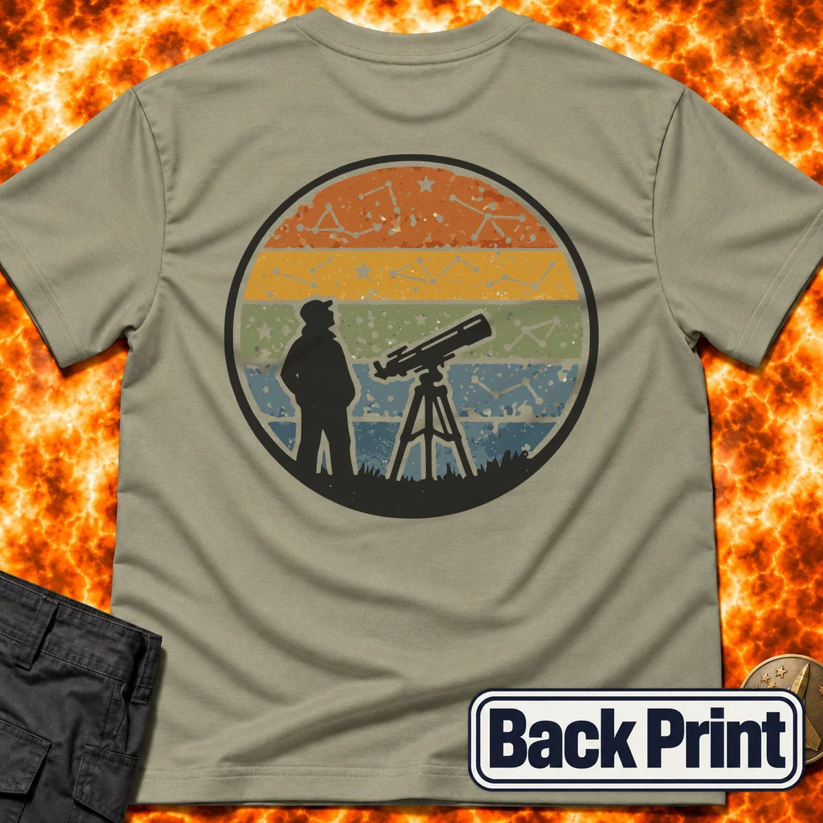Vintage Stargazer Sunset Back Print T-Shirt product image 1