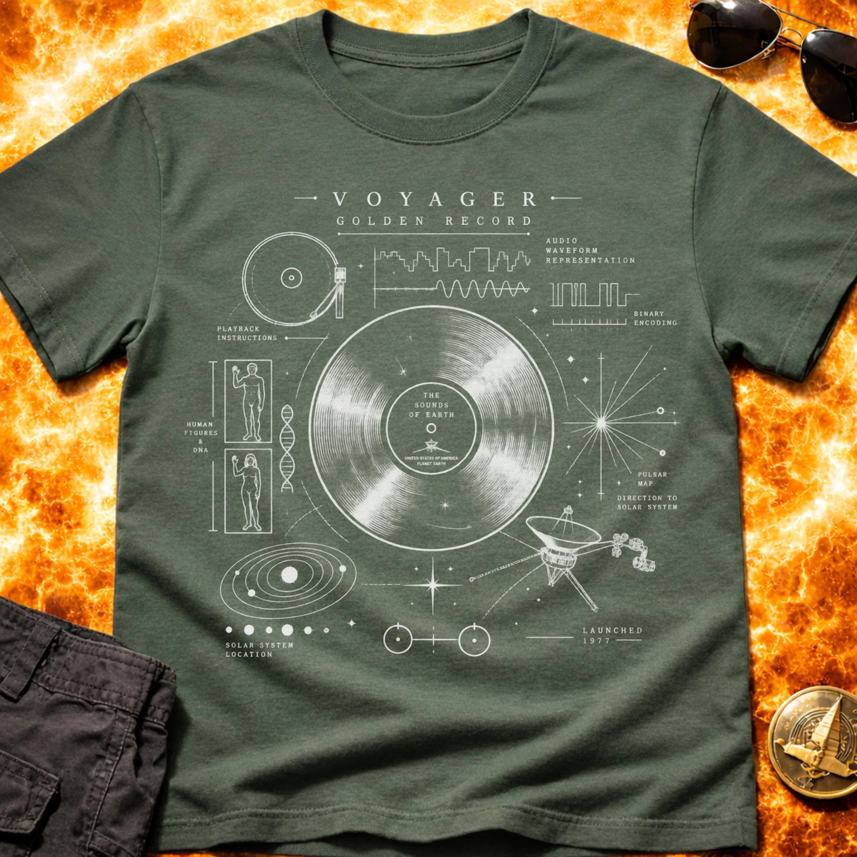 Voyager Record Schematic T-Shirt product image 6