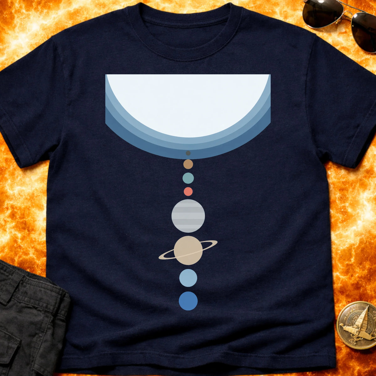 White Hot Sun Solar System T-Shirt product image 2