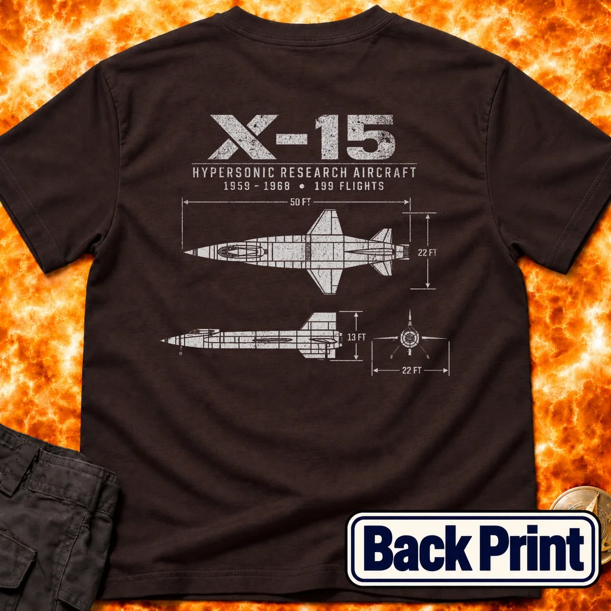 X-15 Schematic Back Print T-Shirt product image 2