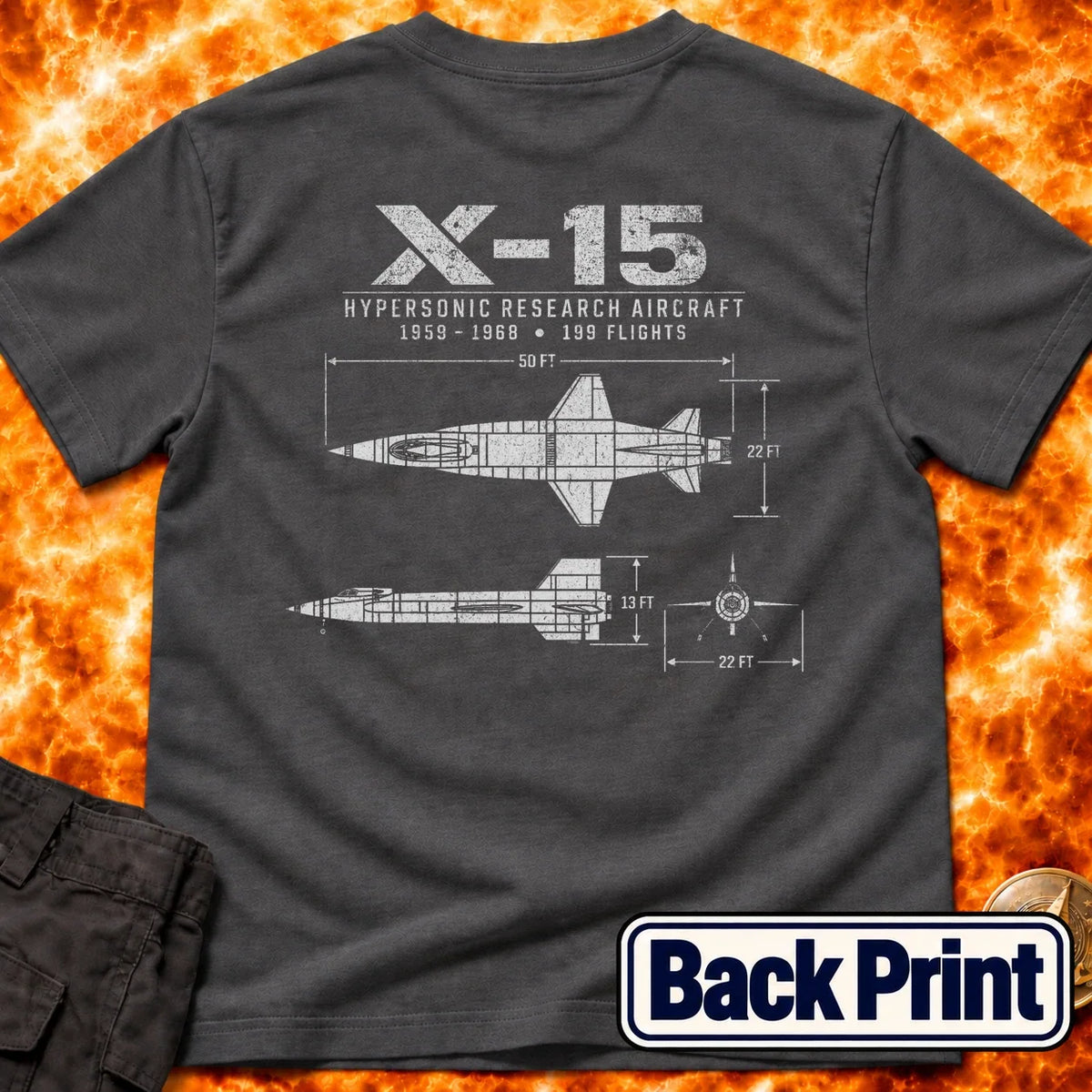 X-15 Schematic Back Print T-Shirt product image 6