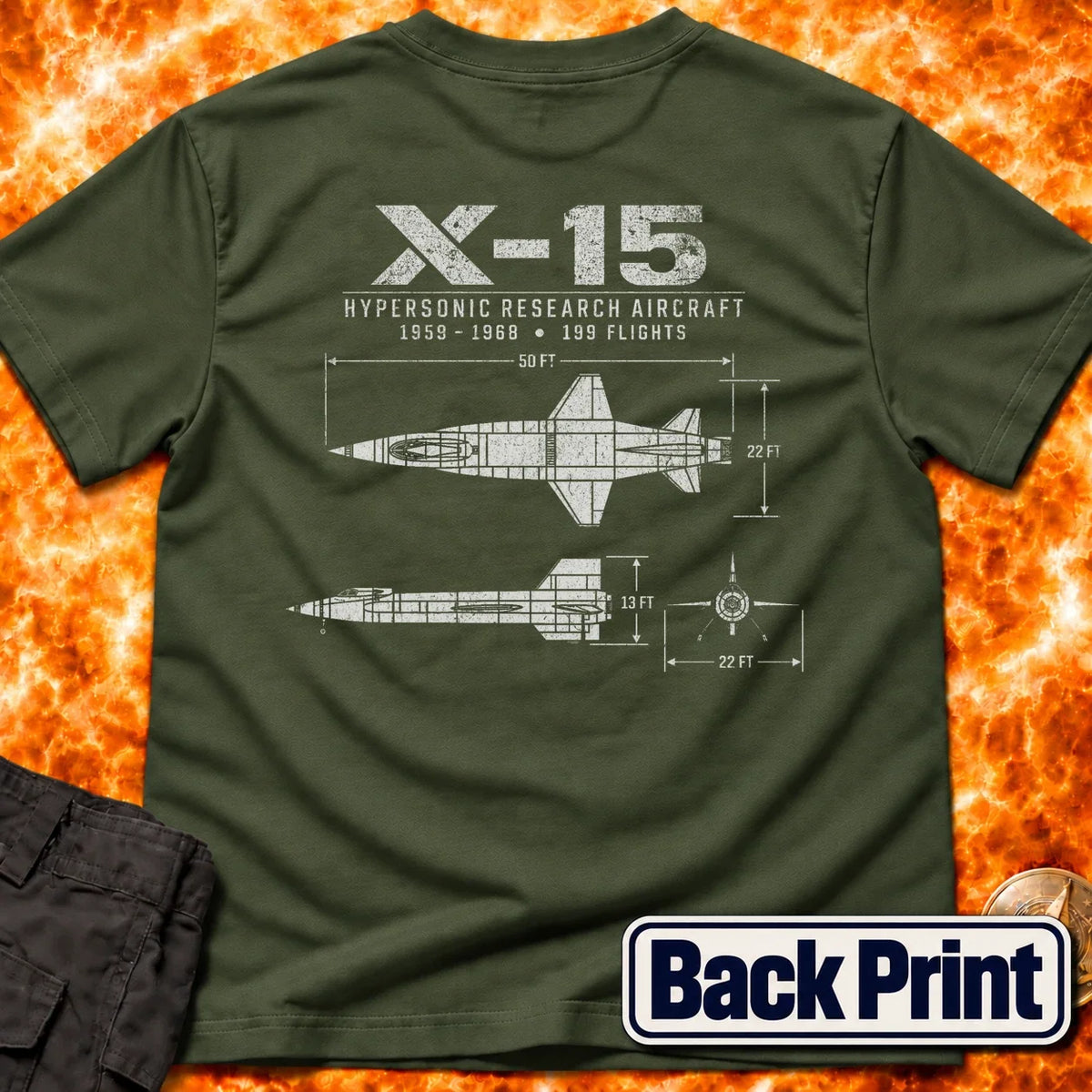 X-15 Schematic Back Print T-Shirt product image 1