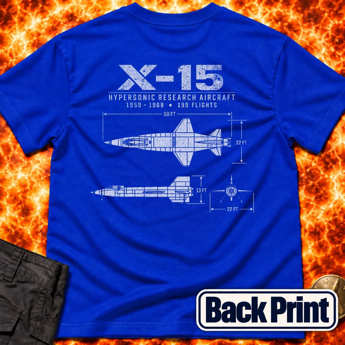 X-15 Schematic Back Print T-Shirt product image 4